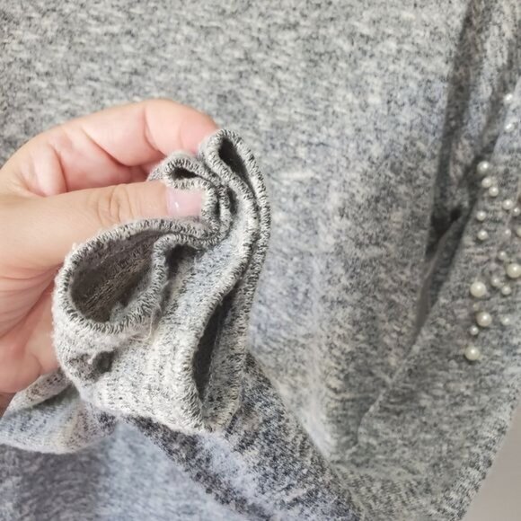 H&M Womens Sweater SZ XS Pearls Long Sleeves Gray Mockneck Lightweight Trendy‎ - Picture 10 of 11